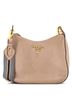 Prada 100% Leather Tan Striped Strap Zip Hobo Vitello Daino Medium One size - photo 1