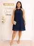 SLNY 100% Polyester Solid Blue Cocktail Dress Size 16 - photo 4