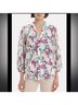 Saloni 100% Silk Floral Multi Color White Pink Long Sleeve Blouse Size 4 - photo 6