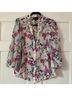 Saloni 100% Silk Floral Multi Color White Pink Long Sleeve Blouse Size 4 - photo 9