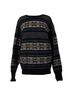 Handknitted Internationale Express 100% Wool Aztec Or Tribal Print Fair Isle Blue Black Wool Sweater Size S - photo 1