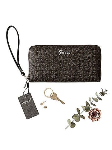 Guess Logo Monogram Zip Around Wristlet Wallet Wristlet (view 1)