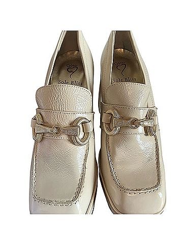 Sole Bliss Chic Cream Block Heel Loafers Heels (view 1)
