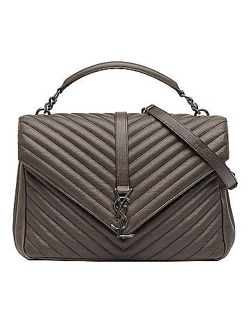 Saint Laurent Large Chevron Sheepskin Monogram College Bag (view 1)