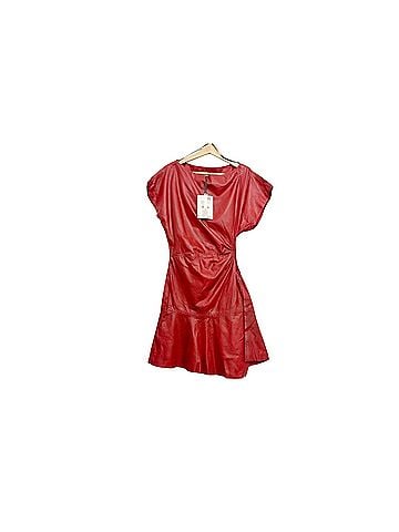 Zara Collection  Limited Edition
Draped Asymmetric Leather Mini
Dress in Red Cocktail Dress (view 2)