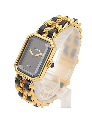 Chanel Chanel CHANEL Première M Watch, Gold Plated Leather, Women's, Black, H0001 (view 2)
