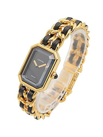 Chanel Chanel CHANEL Première L Watch, Gold Plated (GP), Leather Strap, Women's, Black, H0001 (view 2)