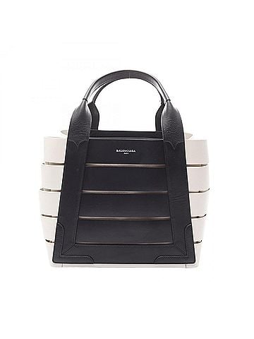 Balenciaga Balenciaga Marine Tote Bag, Handbag, Leather, Canvas, Women's, Black/White, 380691 (view 1)