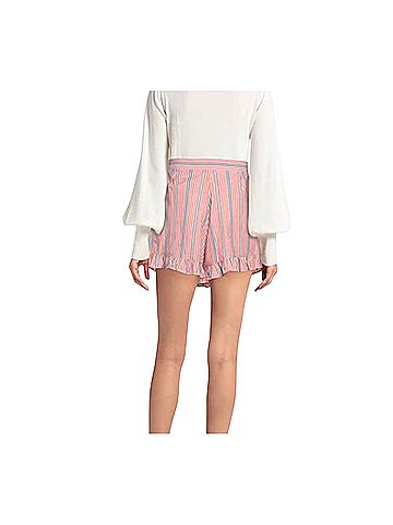 See By Chloé Neo Janis Striped Cotton Poplin Frill Red Multicolored Dressy Shorts (view 2)