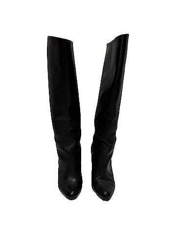 Christian Louboutin  Christian Louboutin Almond-Toe Knee-High Boots in Black Leather (view 2)