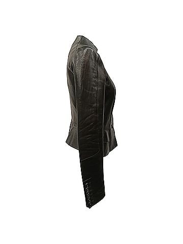Burberry Burberry Prorsum Button-Down Peplum Jacket in Lamb Leather (view 2)