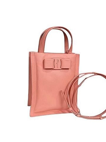 Salvatore Ferragamo SALVATORE FERRAGAMO Ferragamo Vara Ribbon Viva GG-212988 Pink Leather Women's Shoulder Bag (view 1)