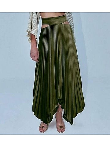 AIIFOS Kenny Pleated Skirt in Army Green (view 2)