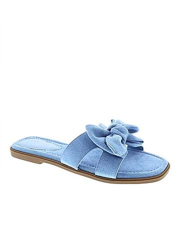 CCOCCI Women's Cassandra Bow Detail Flat Sandal in Denim (view 1)