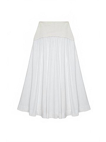 SIMKHAI Ovie Knit Cotton Midi Skirt in White (view 1)