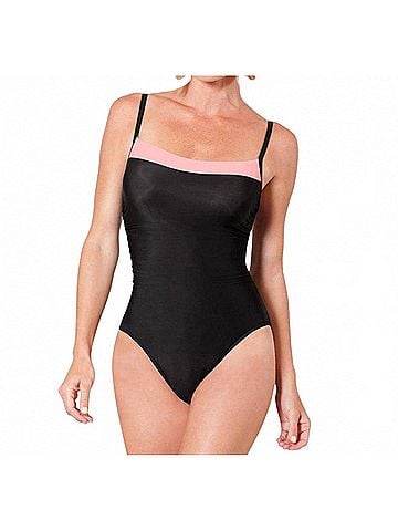 Miraclesuit Kara D Cup Underwire One Piece Swimsuit in Coral Colorblock (view 1)
