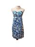 Liquid 100% Silk Print Blue White Casual Dress Size 4 - photo 1