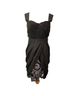 Phoebe Couture 100% Polyester 60% Silk 40% Faux Leather 100% Acetate Black Silver Cocktail Dress Size 8 - photo 1