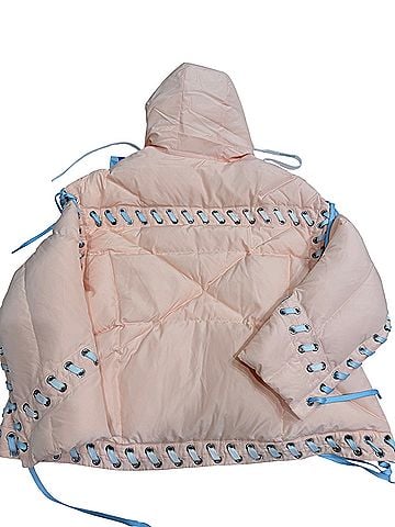 Khrisjoy Lace-up Quilted Shell Hooded Down Jacket Jacket (view 2)