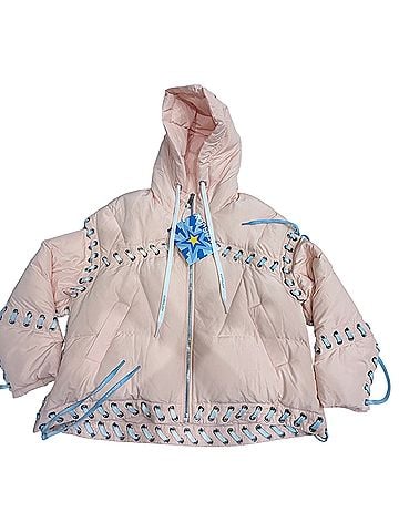 Khrisjoy Lace-up Quilted Shell Hooded Down Jacket Jacket (view 1)