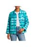 Susan Graver Print Multi Color Teal Blue White Jacket Size 1X - photo 1