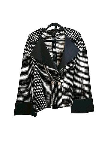 Escada Black White Mesh Wool Silk Cuffs Wool Blazer (view 1)