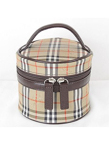 Burberry BURBERRY Nova Check Shadow Horse Vanity Pouch, Canvas, Beige, Women's (view 1)