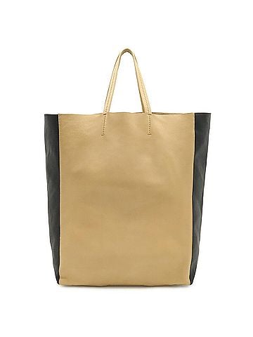 Céline CELINE Horizontal Cabas Bicolor Tote Bag Large Shoulder Leather Beige Black (view 1)