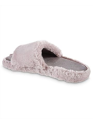 Isotoner Women's Faux Fur And Satin Tabby Slipper - Size: 6.5-7 (view 2)