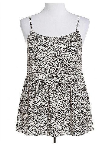 Oddi Leopard Print Pleated Cami Top in Multi (view 1)