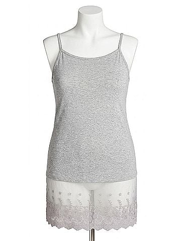 Oddi Sleeveless Lace Extender Camisole - Plus in Grey (view 1)