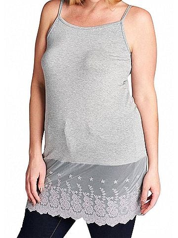 Oddi Sleeveless Lace Extender Camisole - Plus in Grey (view 2)
