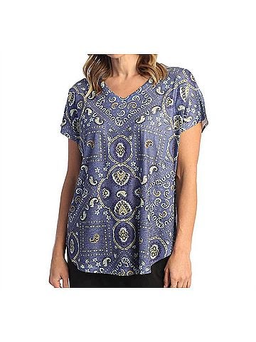 Jess & Jane Blue Moon Cap Sleeve Top in Blue (view 2)