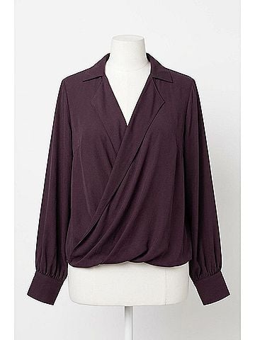 Oddi Draped Wrap Twist Shirt Blouse - Plus in Plum (view 1)
