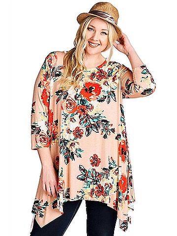 Oddi Women's Blooming Beauty Floral Swing Top in Blush (view 2)