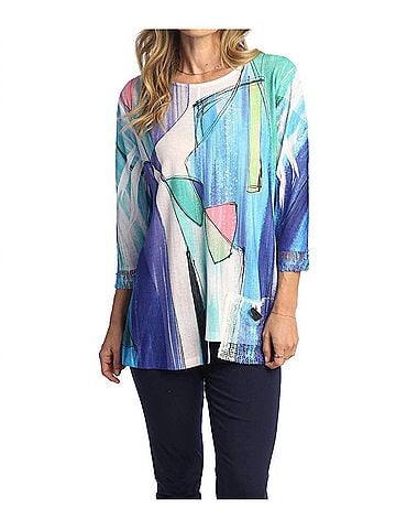 Jess & Jane Freshia Mesh Pocket Top in Blue (view 2)