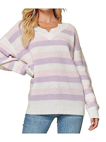 Andree by UNIT All Over Striped Sweater in Multi (view 2)