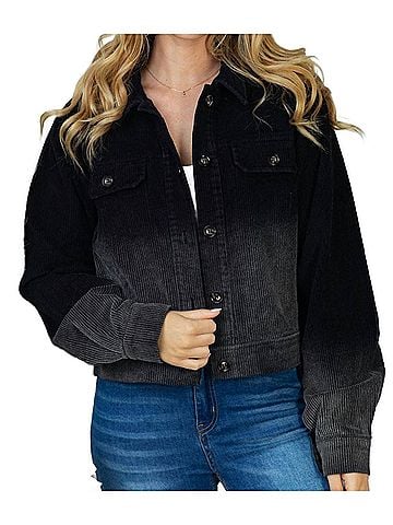 White Birch Corduroy Jacket in Black & Charcoal (view 2)