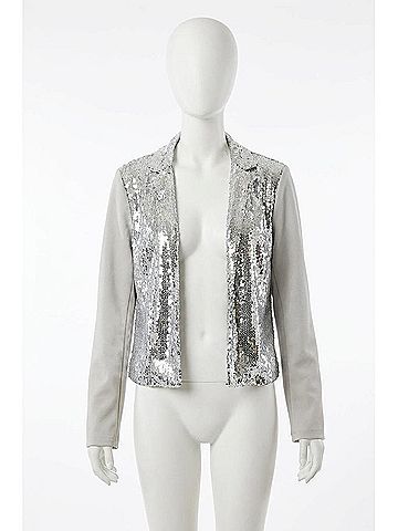 Andree by UNIT Dazzling Nights Sequin Blazer in Ivory/Silver (view 1)