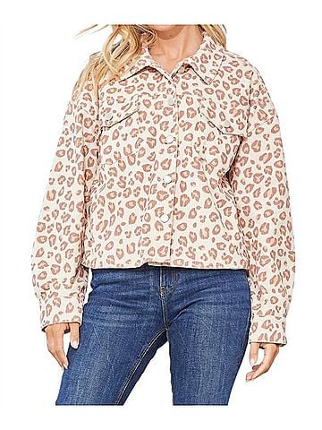 Andree by UNIT Sweet Paradise Leopard Shacket in Cream Multi (view 2)