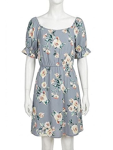 Andree by UNIT Beauty From Ashes Floral Dress in Dusty Blue (view 1)