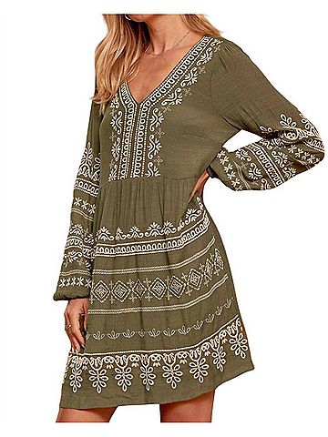 Andree by UNIT Go For It Embroidered Dress in Moss (view 2)