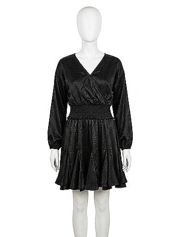 Oddi See Us Together Satin Dress in Black (view 1)