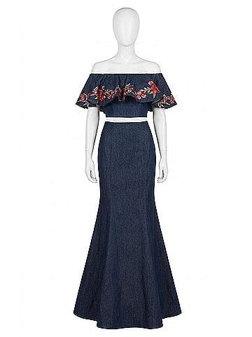 La Femme 2Pc Denim Dress in Dark Wash (view 1)