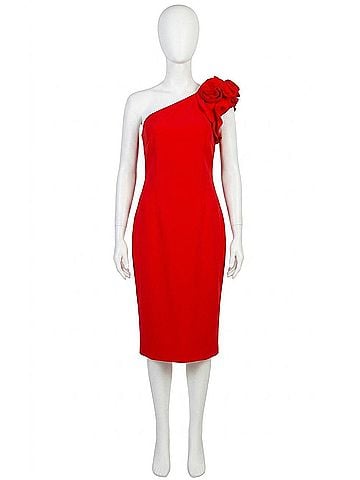 Joseph Ribkoff One Shoulder Cocktail Dress in Lipstick Red (view 1)