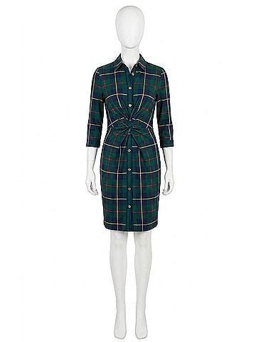 Gretchen Scott Designs Twist & Shout Plaidly Cooper Dress in Green Multi (view 1)