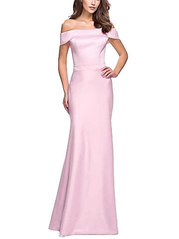 La Femme Off The Shoulder Dress in Light Pink (view 2)