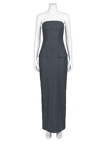Bec & Bridge Pine Strapless Maxi Dress in Charcoal Pinstripe (view 1)