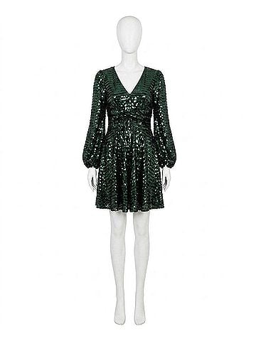 Alden Adair Cher Tinsel Dress in Emerald Green (view 1)