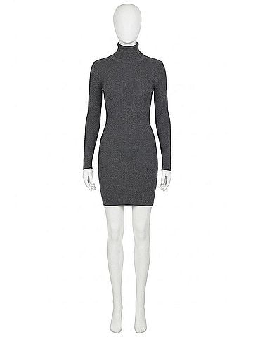 Enza Costa Silk Sweater Rib Turtleneck Mini Dress in Heather Charcoal (view 1)